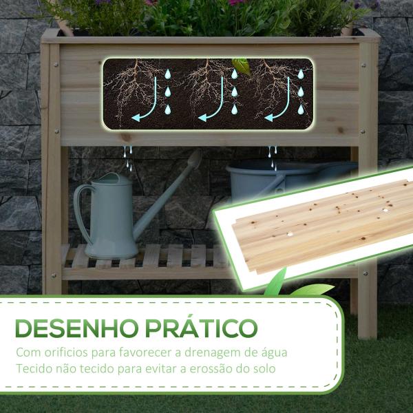 Horta Vertical Elevada com Prateleira Mesa de Cultivo de Madeira com Tecido não Tecido 90x40x81cm Madeira