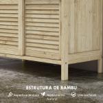 Móvel para Lavatório Pousar em Bambu com Portas Deslizantes de Ripas Compartimento Aberto 60x30x60 cm Madeira