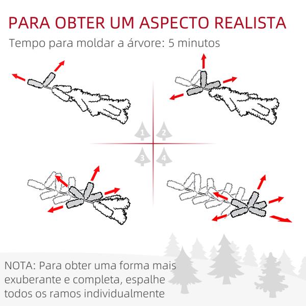 Árvore de Natal com Luzes LED 90 cm Árvore de Natal Artificial Nevado com 133 Ramos 14 Pinhas e Suporte de Metal Verde