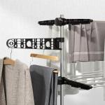 Estendal Vertical Dobrável de 4 Níveis com 6 Rodas 2 Laterais Dobráveis Prateleiras Ajustáveis 142x55x172cm Preto