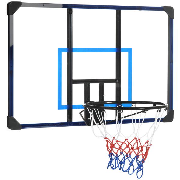 Tabela de Basquetbol de Parede Cesta de Basquetebol para Exterior 113x61x73 cm Azul e Preto