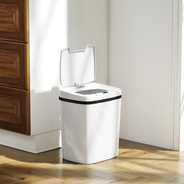 Balde de Lixo Automático 15L com Sensor Infravermelhos e Modo Manual Anel de Retenção Antimarcas 27,6x21,4x33,5 cm Branco