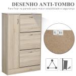 Sapateira com 3 Portas para até 12 Pares de Sapatos com Prateleira Ajustável em até 2 Níveis 79x26x120cm Madeira