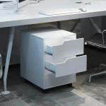 Bloco de Gavetas para Escritório Móvel de Escritório Bloco de Gavetas com 3 Gavetas e 4 Rodas 40x50x57,5 cm Branco
