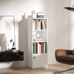 Estante de 4 Níveis Estante para Livros com Prateleiras Ajustáveis e Armário Estante Moderna 40x30x120 cm Branco