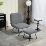 Poltrona Sala de Estar com Apoio para os Pés Poltrona Relax com Pés de Aço em Forma de Cruz Cinza Escuro