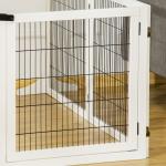 Barreira de Segurança para Cães de Madeira Dobrável para Cães Pequenos e Médios com 6 Painéis 432x36x70 cm Branco