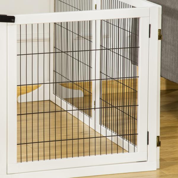 Barreira de Segurança para Cães de Madeira Dobrável para Cães Pequenos e Médios com 6 Painéis 432x36x70 cm Branco