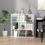 Estante para Livros de 3 Níveis Estante de Madeira com 9 Compartimentos Estante Modular 91,5x29,5x91,5 cm Branco