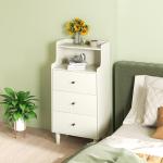 Cómoda com 3 Gavetas Cómoda de Quarto Estreita com Prateleiras Abertas Anti - Tombo Gaveteiro Alto 47x29x95 cm Branco Acinzentado