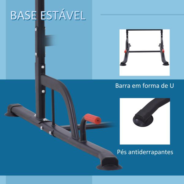 Torre de Exercícios Estação Multifuncional Altura Ajustável com 7 Orifícios para Treinamento Fitness para Casa Academia Escritório Carga Máxima 120kg 123x98x189 - 239cm Preto e Vermelho