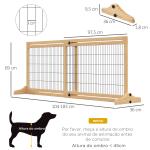 Barreira de Segurança para Cães de Madeira Extensível com Pés de Suporte Barreira de Proteção para Animais de Estimação para Portas Escada Corredor 104 - 183x36x69cm Natural