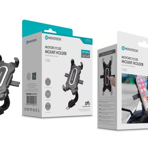 Suporte de Telemóvel Z - 032 para Motocicleta - Rotação 360°, Fixação Segura, Compatibilidade Universal