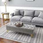 Banco de Pé de Cama com Assento Acolchoado e Pés Metálicos Banco para Entrada Corredor Capacidade 120 kg 118x45x42 cm Cinza