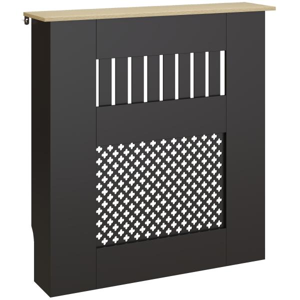 Cobertura para Radiadores Proteção Radiador de MDF 78x19x81 cm Desenho Moderno de Ripas Preto