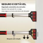 Barra de Elevação para Porta Ajustável de 95 cm a 123 cm Carga 200 kg para Exercícios e Treino Vermelho e Preto