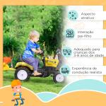 Trator a Pedais para Crianças acima de 3 Anos Trator Infantil com Reboque e Pá Escavadora 167x41x52 cm Amarelo e Preto