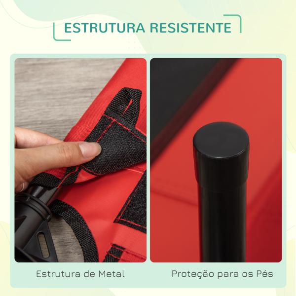 Cama para Animais de Estimação Cama Elevada para Cães Gatos Portátil Tecido Transpirável para Exterior Interior 76x61x18cm Vermelho