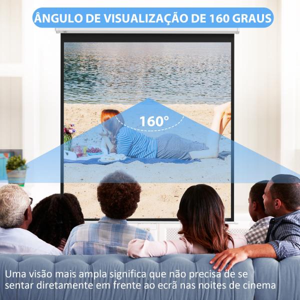 Tela de Projeção Manual de 99 Polegadas Tela de Projeção Portátil Formato 1:1 para Interior e Exterior 178x178 cm Branco