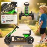 Kart Pedais Kart com Rodas Antiderrapantes de EVA Estrutura Metálica Carga 30 kg para Crianças de 2 - 5 Anos 85,5x49x57 cm Verde