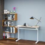 Secretária de Pé com Altura Ajustável a Manivela e Bancada de Carbono Secretária Elevatória para Escritório Estúdio Sala de Estar Carga Máxima 150kg 120x60x72 - 117cm Madeira e Branco