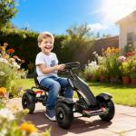 Kart a Pedais para Crianças com Assento Ajustável Pneus de Goma Travão de Mão para Crianças de 5 - 12 Anos 121x58x61 cm Branco