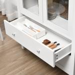 Vitrine de Sala de Estar Estante para Escritório com 2 Portas de Vidro Temperado 3 Prateleiras e 2 Gavetas 80x40x160 cm Branco