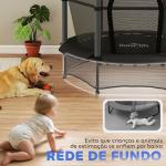 Trampolim para Crianças com Rede de Segurança e Estrutura de Aço para Interiores e Exteriores Carga 50kg Ø140x190 cm Preto