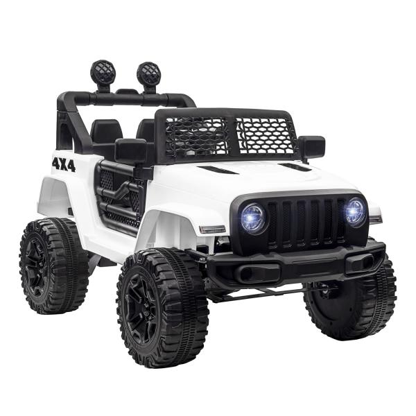 Carro Elétrico Infantil Bateria 12V com 2 Motores Controle Remoto 2.4G Luzes Buzina Velocidade Ajustável 100x65x72cm Branco