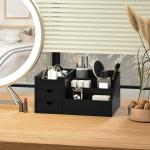 Organizador para Secretária de Bambu Organizador de Mesa de Escritório Multifuncional 33x20,5x15,5 cm Preto