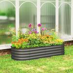 Caixa de Plantio de Exterior Grande em Aço Galvanizado para Cultivo de Plantas 150x62x30 cm Cinzento