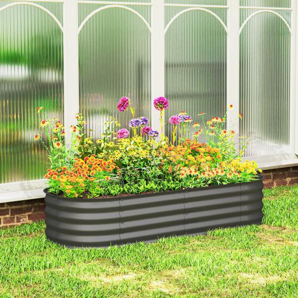 Caixa de Plantio de Exterior Grande em Aço Galvanizado para Cultivo de Plantas 150x62x30 cm Cinzento