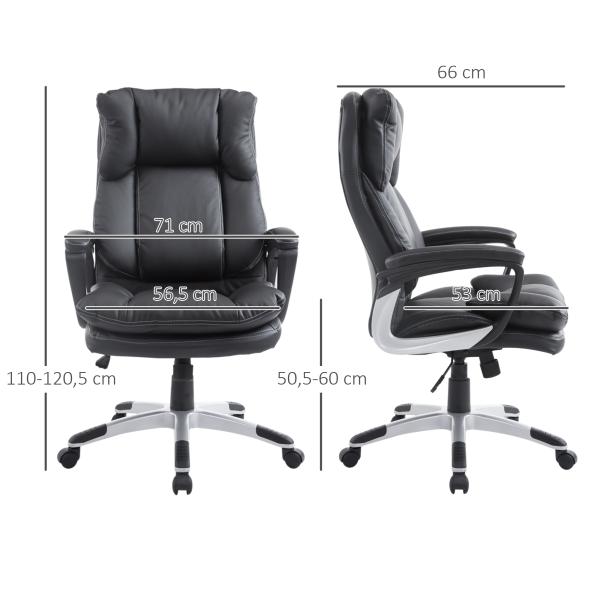 Cadeira de Escritório Giratória Cadeira de Escritório Ergonómica com Apoio para os Braços e Altura Ajustável 66x71x110 - 120,5 cm Preto