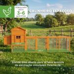 Galinheiro de Madeira para 3 - 6 Galinhas com Teto Asfáltico Porta com Trava Bandeja Amovível e Rampa 297,5x68x118cm Madeira