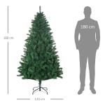 Árvore de Natal 180 cm com 1000 Ramos de PVC e Suporte de Aço Decoração de Natal para Interior Verde