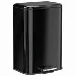 Caixote do Lixo para Cozinha 20 L em Aço Galvanizado com Tampa de Fecho Suave Pedal Balde Removível e Antiimpressões Digitais Preto