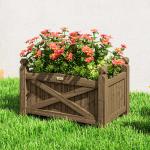 Floreira de Madeira Elevada para Cultivar Plantas Flores Ervas Floreira Retangular 60x39x37 cm Castanho Escuro