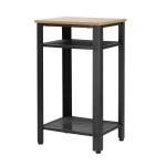 Mesa de Apoio Estilo Industrial com 2 Prateleiras de Grade de Metal e Pés Ajustáveis 45x35x75cm Carvalho e Branco