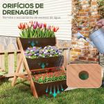 Floreira de Madeira de 3 Níveis Floreira Elevada de Exterior com Orifícios de Drenagem 65x75x76 cm Castanho