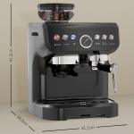 Máquina de Café Expresso 15 Bares 1600 W com Moinho de 15 Níveis e Vaporizador de Leite para Cappuccino e Latte Preta