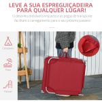 Espreguiçadeira Dobrável Espreguiçadeira de Jardim com Encosto Ajustável em 5 Posições para Terraço 187x55x24 cm Vermelho