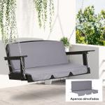 Almofada para Baloiço de 2 Peças Almofada para Baloiço de Assento e Encosto Acolchoado 130x45x5 cm Cinza