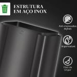 Papelera de Cozinha em Aço Inoxidável com 3 Compartimentos 3x15L com Pedais, Tampas de Fecho Suave e Balde Removível Preto