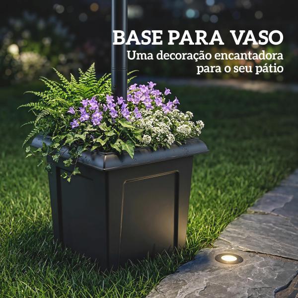 Candeeiro Solar de Exterior com Vaso 2 Cabeçais Impermeável IP44 Ligação Automática Altura Ajustável