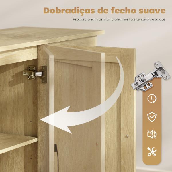 Aparador com 3 Portas Moderno para Sala de Estar com 2 Gavetas Prateleira Ajustável 120x38x79 cm Madeira