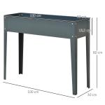 Floreira Elevada Mesa para Cultivo Retangular para Plantas Verduras e Flores com 3 Orifícios de Drenagem 100x30x80cm Cinza