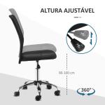 Cadeira de Escritório de Malha Giratória sem Apoio para os Braços com Altura Ajustável Carga 43x58x90 - 100 cm Preto