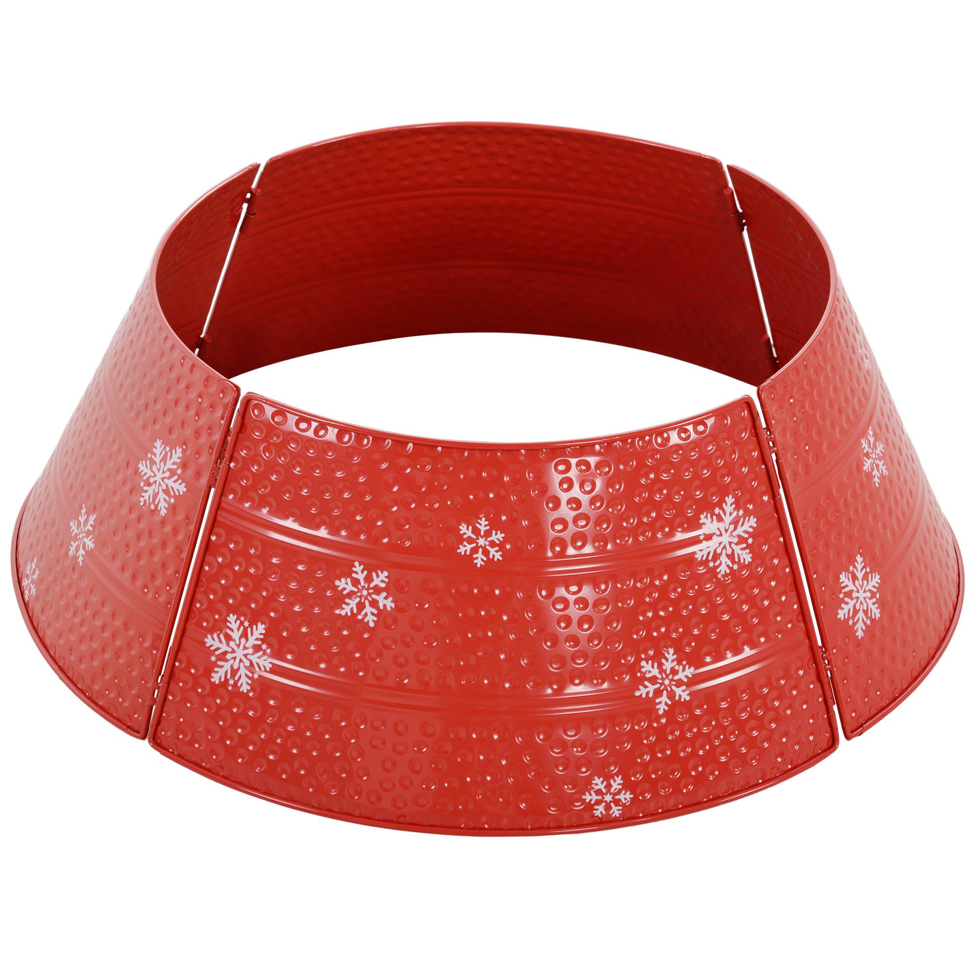 Saia Metálica Impermeável para Árvore de Natal 66x66x23 cm Vermelho