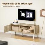 Móvel de TV para Televisão até 55 Polegadas com Porta Acanalada Prateleira Ajustável Compartimentos Abertos 115x35x49 cm Carvalho