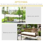 Almofada para Bancos de 2 Lugares Almofada Retangular para Interiores e Exteriores Lavável 110x48x8cm Creme